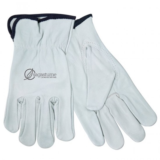 Customized Promotional Goatskin Driver's Gloves in Gray with Logo 