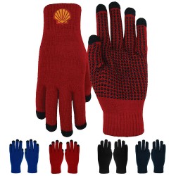 5 Finger Touchscreen / Texting Knit Gloves with Grip Dots - Assorted Colors