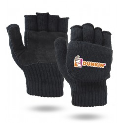 Black Ragg Wool Glomitt - Glove & Flip Mittens