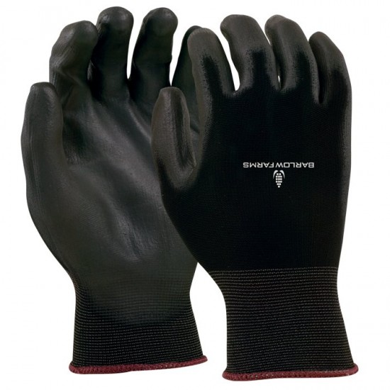 Customized with Logo Black Seamless Knit Gloves with Black Coated Palms 