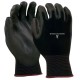 Customized with Logo Black Seamless Knit Gloves with Black Coated Palms 