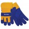 Insulated Yellow and Blue Cowhide Palm Gloves