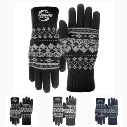 Knit with Geometric Patterns Touchscreen Gloves in Black, Gray or Navy