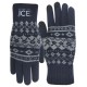 Custom Promotional Knit with Geometric Patterns Touchscreen Gloves in Black, Gray or Navy Colors