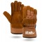 Lined Brown Suede Cowhide Leather Palm Gloves with Safety Cuff