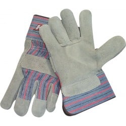 Pigskin Leather Palm Gloves with Blue and Red Striped Cuff 