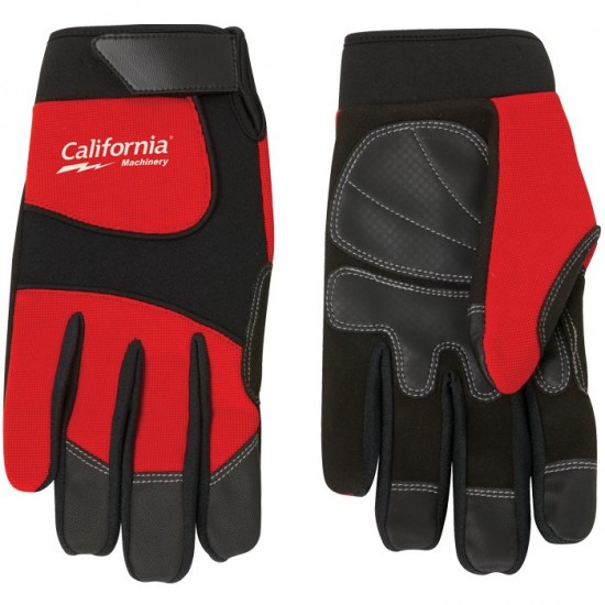 Custom Imprinted Red Mechanics Glove and  Black Synthetic Leather Palm with Logo 