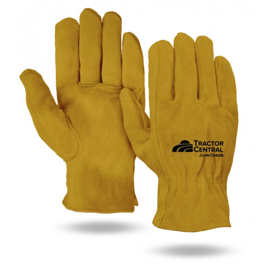 Personalized Promotional Sturdy Suede Leather Gloves in Gold Hue With Logo 