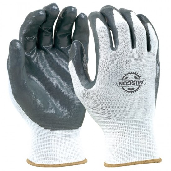 Customized with Logo White Seamless Knit Gloves with Coated Palms