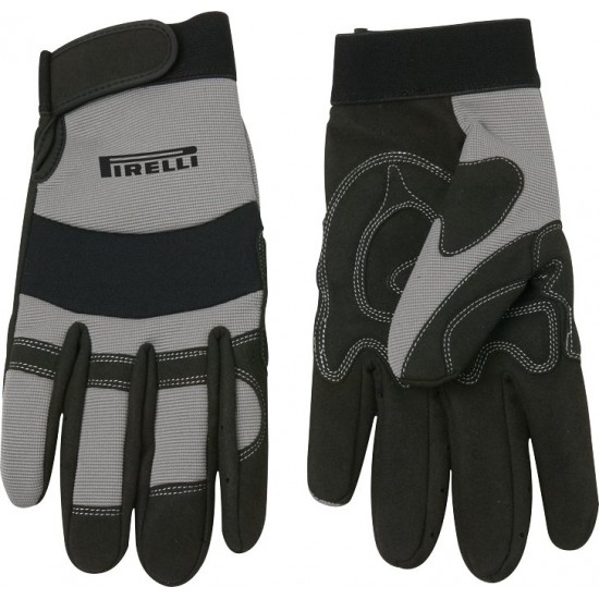 Custom Imprinted Black with Gray Anti-Vibration Mechanics Glove with Synthetic Padded Palm and Logo
