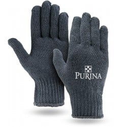 Gray Knit Gloves with Elastic Wrist