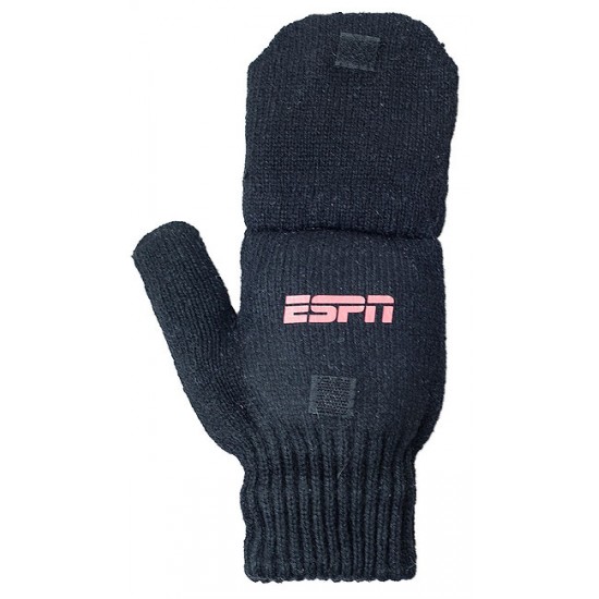 Custom Promotional Gray Ragg Wool Glomitt - Glove & Flip Mittens with Logo