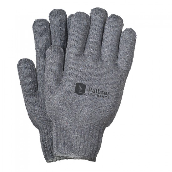 Gray Knit Gloves with Elastic Wrist