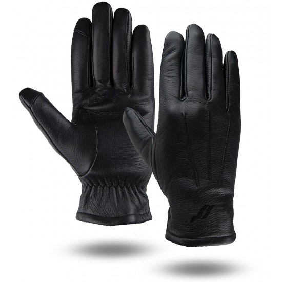 Leather Touchscreen Gloves with Warm Lining
