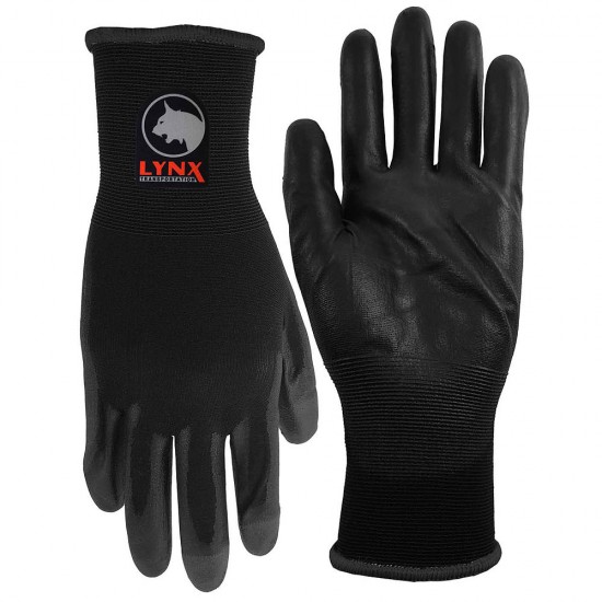 Custom Promotional Nitrile Dipped and Polyester Knit Black Touchscreen Gloves