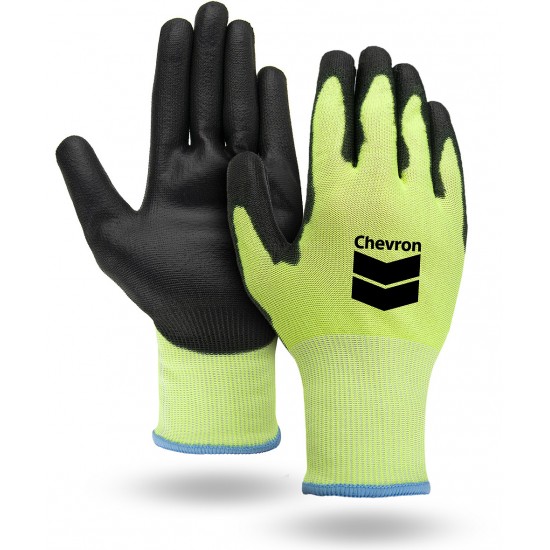Imprinted Logo on Palm Dipped Cut Resistant High-Visibility Touchscreen Gloves